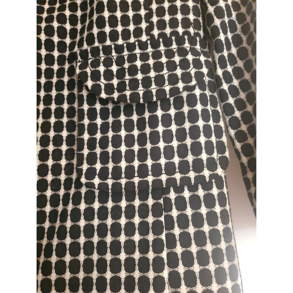Black White Polka Dot Apostrophe Coat Small Cotton Blend - Picture 4 of 11